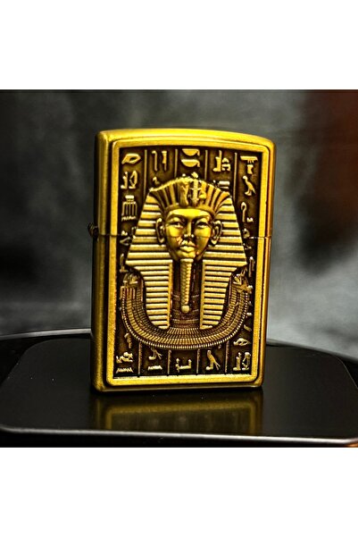 REKS Antik Mısır Firavun Çift Kabartmalı Figürlü Ağır ve Lüks Benzinli Çakmak...