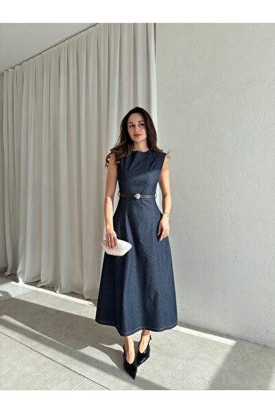 Mooi Butik Odessa Denim Dress 1597 - Navy Blue