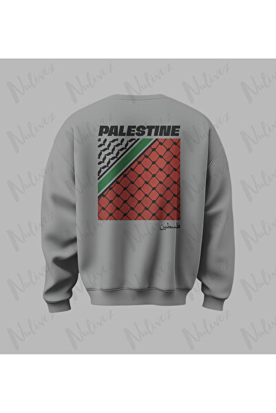 Nulivez Palestine Design Back Printed High Quality Unisex Oversized O Neck Sw...