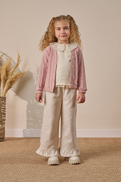 Minipodyum Cardigan, bluză cu guler din dantelă, 3 piese pentru fete set