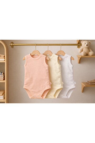 canmana kids&baby 3-Pack Cotton Snap Fastener Bady Ribana Combed Cotton