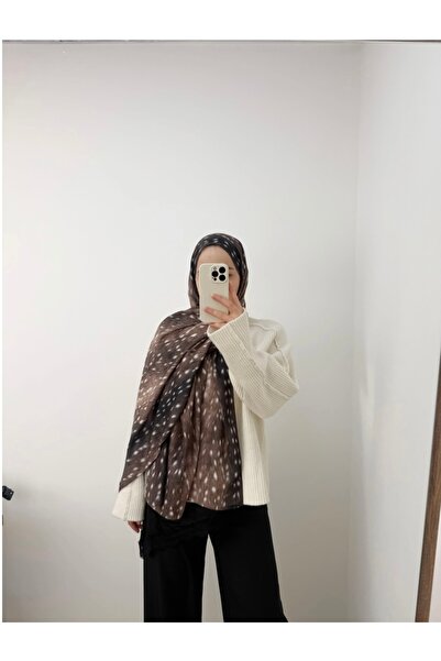 Butik New Season Gazelle Patterned Bambi Soft Shawl