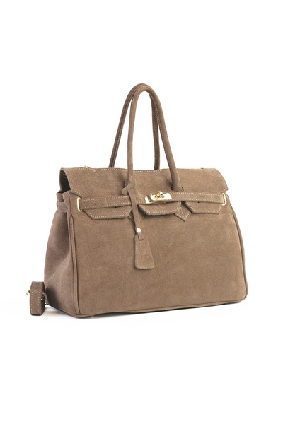 Posete Fagaras Claire Leather Purse - Suede - Light Brown, 1 Compartment, 2 P...