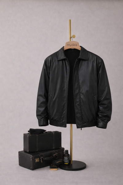 myDea Faux Leather Jacket with Thick Lining and Pocket Detail