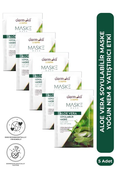 Dermokil Soyulabilir Aloe Vera Jel Yüz Maskesi 15 ml x 5 Adet