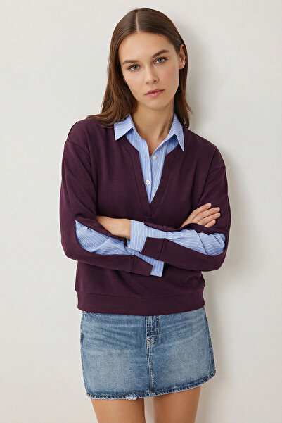 Lovelyİstanbul قميص بياقة مودال LXA0018 MÜRDÜM