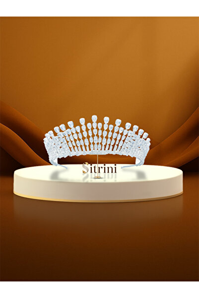 sitrini تاج الزفاف لوناريا مرصع بأحجار الزركون