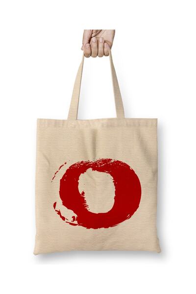 Toyaso Letter O White Cloth Bag Long Handle Shopping Bag Beach Bag