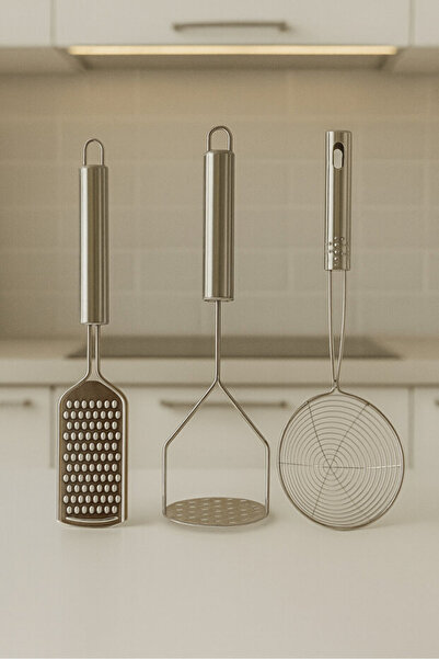 Homerest 3'lü Pratik Mutfak Seti Rende Patates Ezici Kevgir