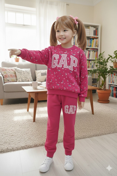 KAYAKİDS Girl's Suit Floral Suit Tracksuit Set