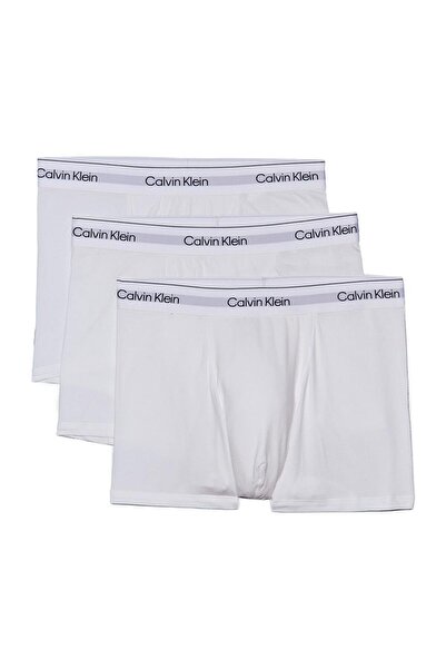 Calvin Klein Erkek Pamuklu Normal Kalıp Logolu Elastik Bel Bantlı 3'lü Beyaz ...