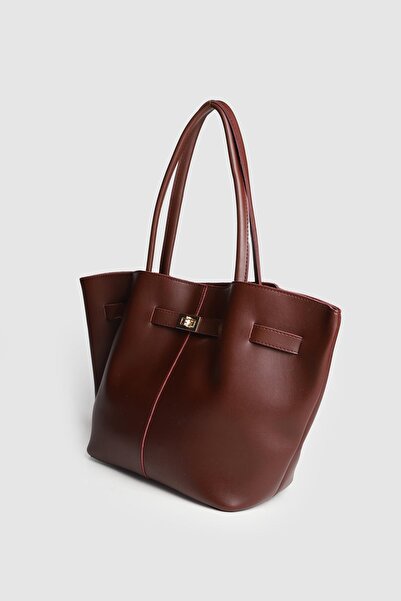 Store حقيبة يد وكتف نسائية من الجلد مع قفل مغناطيسي