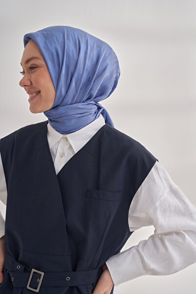 ARMANDA Italian Jacquard Hawk Eye Pattern Scarf - Indigo