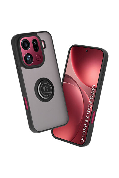 Techsuit Carcasă Oppo Find X9 Pro Glinth cu inel magnetic pentru suport, neagră