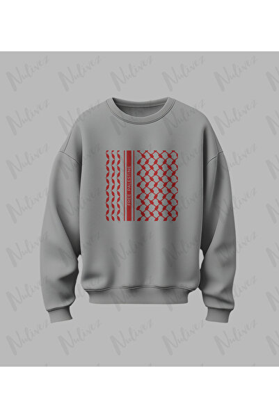 Nulivez Palestine Design Printed High Quality Unisex Oversized O Neck Sweatshirt