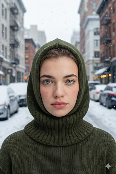 emybox Drawstring Knitted Knitwear Balaclava K Hooded Winter Hijab Headgear W...