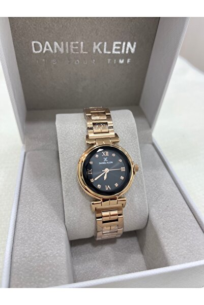 Daniel Klein Rose Gold Siyah Taşlı Kadranlı Orjinal Kol Saati