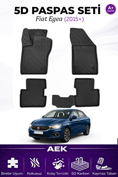 AEK Modern FİAT EGEA SEDAN 2015+ ARACA ÖZEL HAVUZLU "KARBON" PASPAS TAKIMI