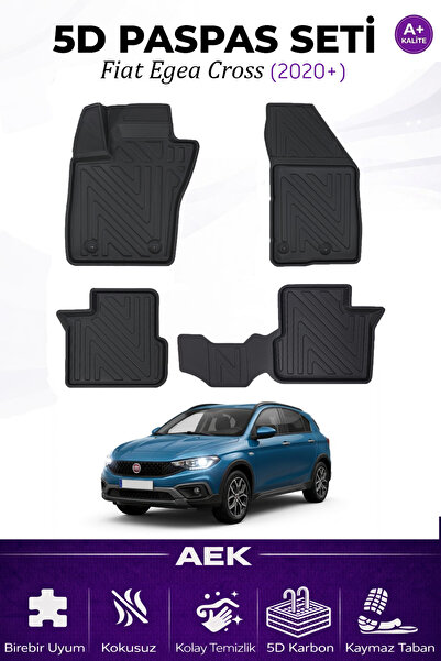 AEK Modern FİAT EGEA CROSS 2020+ ARACA ÖZEL HAVUZLU "KARBON" PASPAS TAKIMI