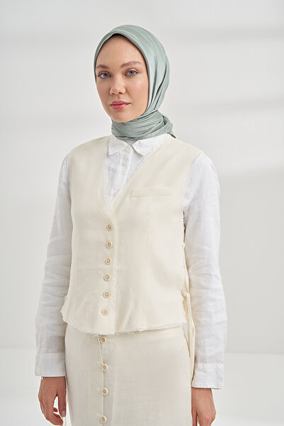 ARMANDA وشاح إيطالي بنمط شريط جاكار - أخضر كتان