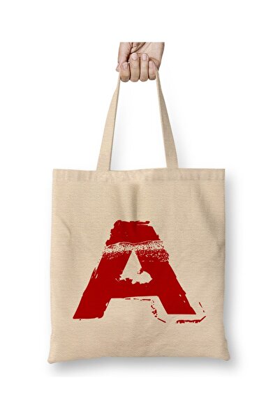 Toyaso Letter a White Cloth Bag Long Handle Shopping Bag Beach Bag
