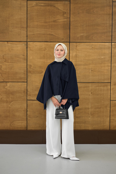 LOCCO Cămașă de damă cu guler cu nasturi căptușită supradimensionat Gabardine...