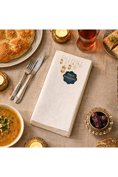 Kidzia Ramazan Desenli Baskılı Peçete | Altın Fenerli Hayırlı Ramazanlar | Şı...