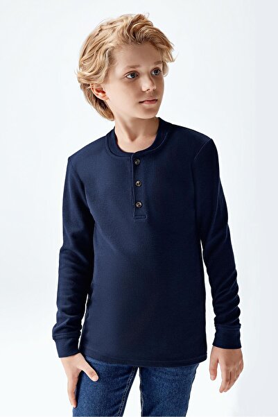 Brix Mânecă lungă cu nasturi pentru băiat tricou Culoare bleumarin