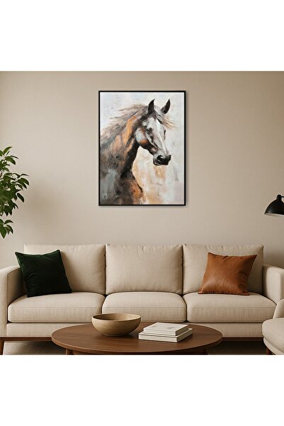 homez canvas wall art framed horse, brown 90*120cm