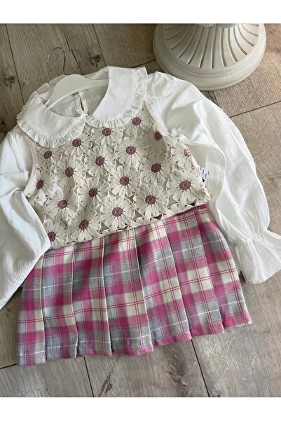 Burç Ekose Etekli,Suzene Yelekli Ve Şık Yaka Desenli Gömleği