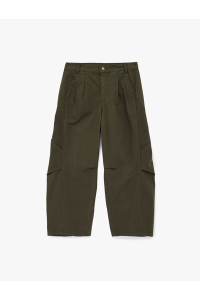 Koton Cotton Pocket Buttoned Regular Waist Comfortable Fit Balloon Pants