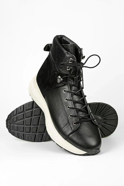 TETRİ Rose Model Hakiki Deri El Yapımı Siyah Bot