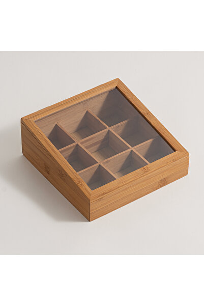 Dallaty صندوق شاي من الخيزران 23.5*23.5*9.5 سم