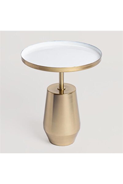 homez طاولة جانبية من الفولاذ، ذهبية وبيضاء، 40 × 40 × 50 سم