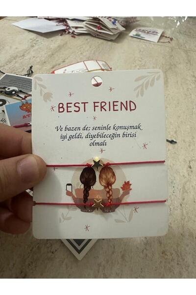 Antin Kuntin Shop 2 li Yılldız Desenli Kırmızı ip Arkadaşlık Bileklikliği