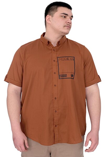 ModeXL Mode XL Large Size Men's Gabardine Shirt Mode09 U25603 Cinnamon