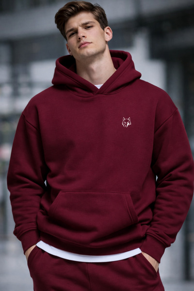 DEEPSENSE Men's Oversized Hooded Winter Sweatshirt Mock Neck 3 Thread Thick R...