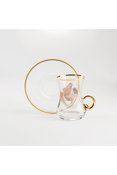 Dallaty glass gold pattern tea cups 12 pcs