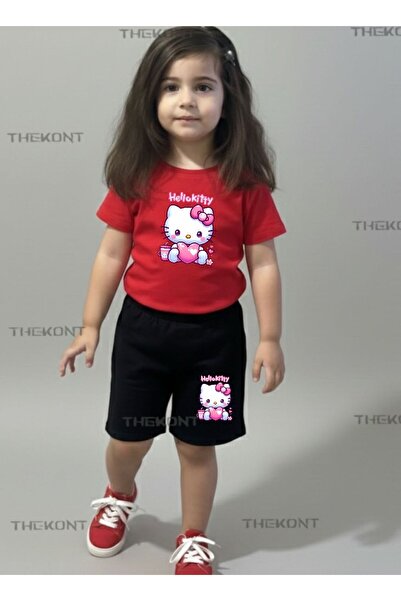 THEKONT SET PENTRU COPII CU IMPRIMARE HEART HELLOKTY - PANTALONI SCURTĂ-TRIUC...