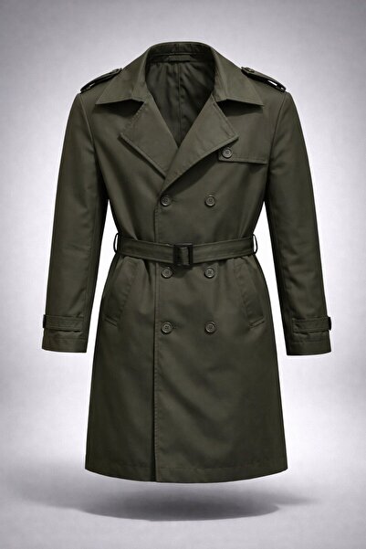 LUMAST slim fit Trench cu două rânduri de nasturi cu centură impermeabilă