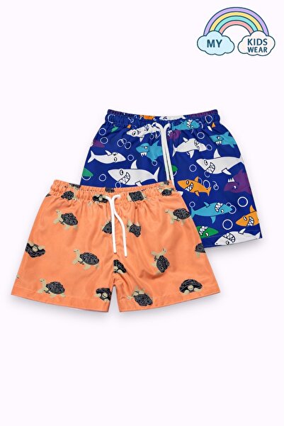 My Kids Wear Boy's Gradient Patterned Swim Shorts Set of 2, Ages 3-16, 12421