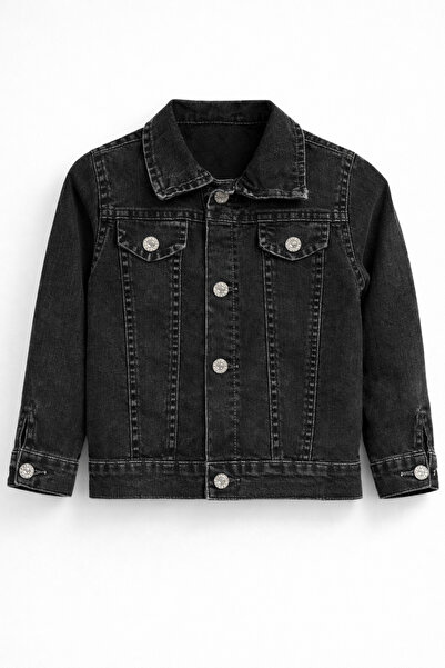 mini kanka Boy's Denim Jacket with Stone Detailing – Buttoned Denim Jacket Ca...