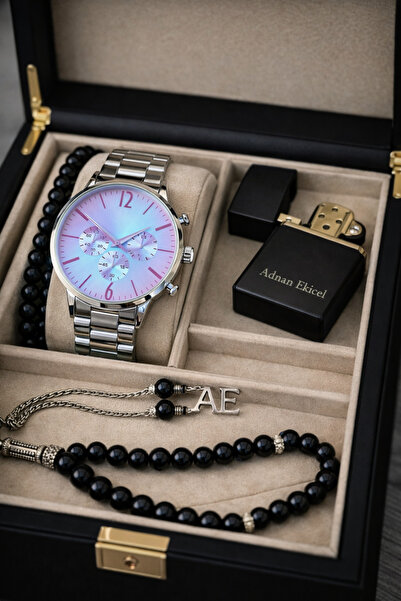 pierrose Gümüş Metal Renkli Kadran Su Geçirmez Çelik Erkek Kol Saati Çakmak T...