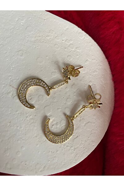 XUPING JEWELRY أقراط شوبينغ بتصميم القمر والنجوم المرصعة بالأحجار