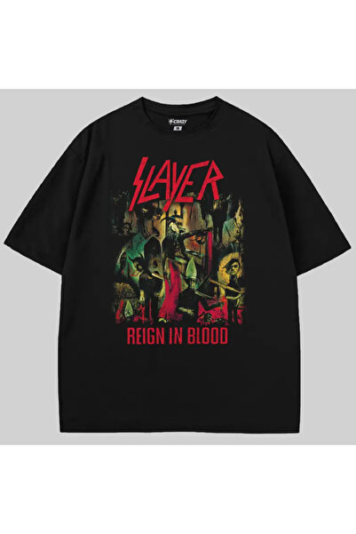 Crazy تي شيرت سلاير رين إن بلود قصة فضفاضة