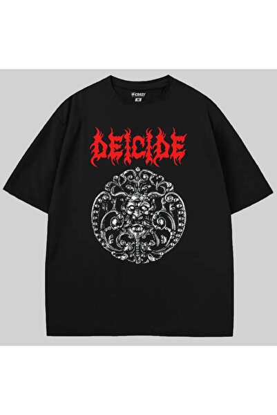 Crazy تي شيرت Deicide Death Metal قصة فضفاضة
