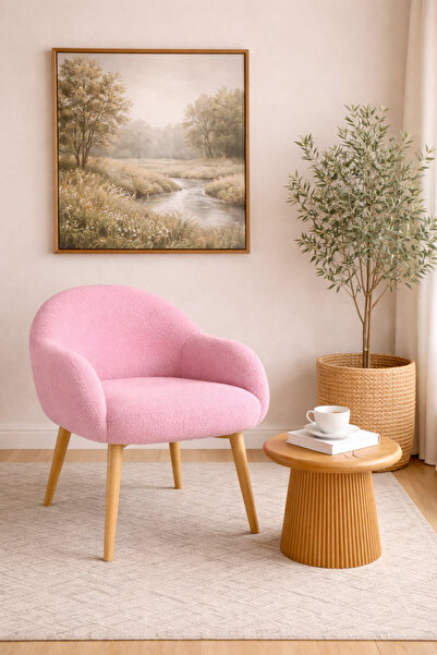 DEKOR MOBİLYACIM Jasmine Ahşap Ayaklı Retro Puf Minimal Berjer Makyaj Masası ...