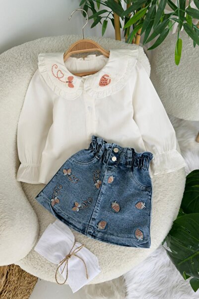 Minigimin Cicileri My Little One's 3-Piece Set with Strawberry Embroidery Det...