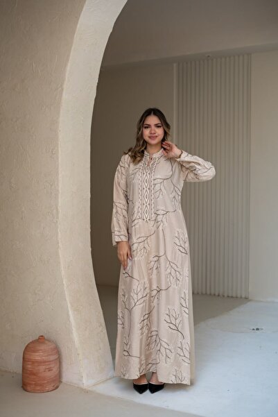 AFandina جلابية كتان تجمع الراحة والفخامة بإطلالة انيقة SM - 59