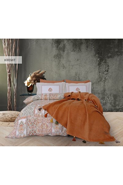 İyi Geceler İstanbul Sahara Cotton Blanket 100% Cotton Duvet Cover Set (7 Pie...